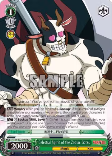 Celestial Spirit of the Zodiac Gates (Taurus) (FT/EN-S02-046Tau C), Fairy Tail ver.E — Weiß Schwarz card price