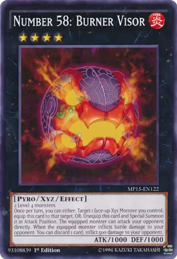 Number 58: Burner Visor (MP15-EN122), 2015 Mega-Tins Mega Pack — Yu-Gi-Oh! card price