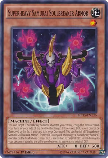 Superheavy Samurai Soulbreaker Armor (MP15-EN136), 2015 Mega-Tins Mega Pack — Yu-Gi-Oh! card price