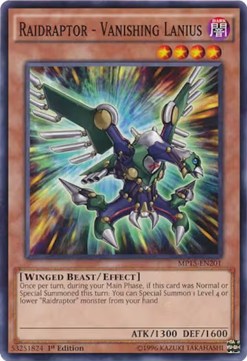Raidraptor - Vanishing Lanius (MP15-EN201), 2015 Mega-Tins Mega Pack — Yu-Gi-Oh! card price