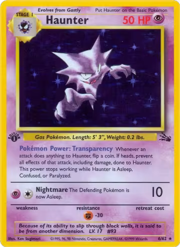 Haunter (6) (06/62), Fossil — Pokémon card price