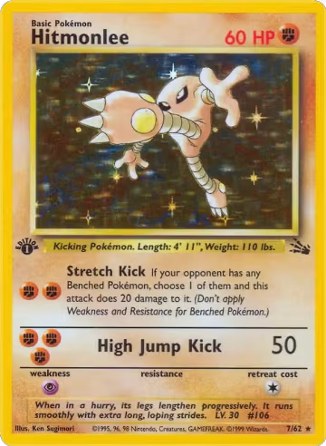 Hitmonlee (7) (07/62), Fossil — Pokémon card price
