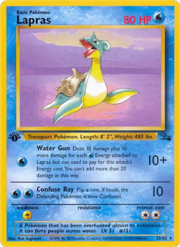 Lapras (25) (25/62), Fossil — Pokémon card price