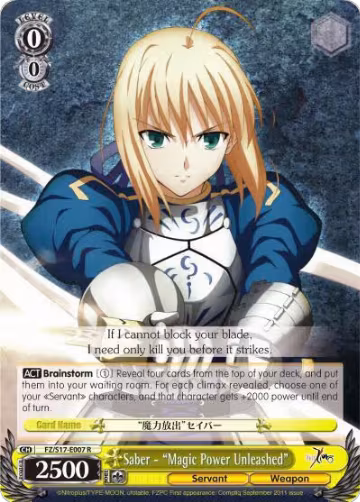 Saber - "Magic Power Unleashed" (FZ/S17-E007 R), Fate/Zero — Weiß Schwarz card price