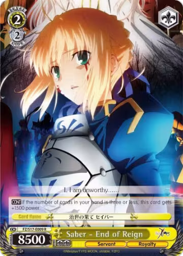 Saber - End of Reign (FZ/S17-E009 R), Fate/Zero — Weiß Schwarz card price