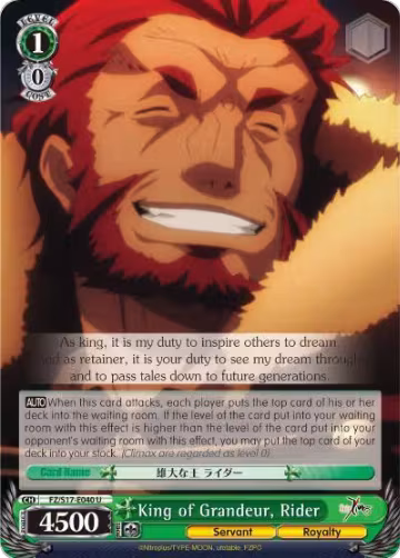 King of Grandeur, Rider (FZ/S17-E040 U), Fate/Zero — Weiß Schwarz card price