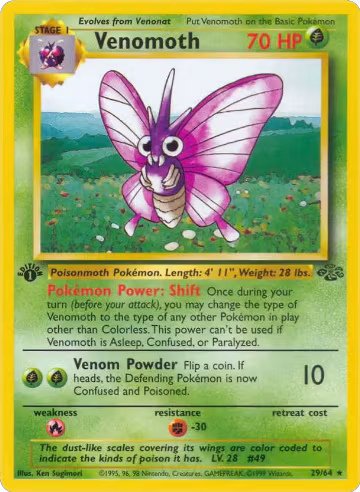 Venomoth (29) (29/64), Jungle — Pokémon card price