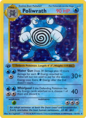 Poliwrath (013/102), Base Set (Shadowless) — Pokémon card price