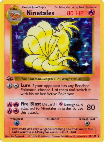 Ninetales (012/102), Base Set (Shadowless) — Pokémon card price