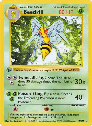 Beedrill (017/102), Base Set (Shadowless) — Pokémon card price
