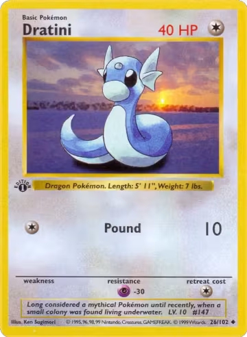 Dratini (026/102), Base Set (Shadowless) — Pokémon card price