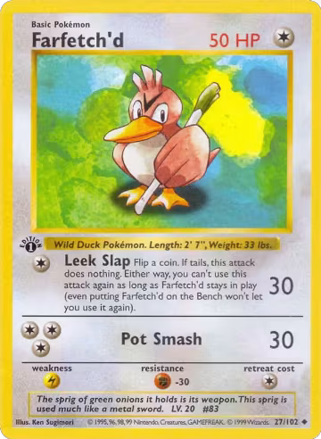 Farfetch'd (027/102), Base Set (Shadowless) — Pokémon card price