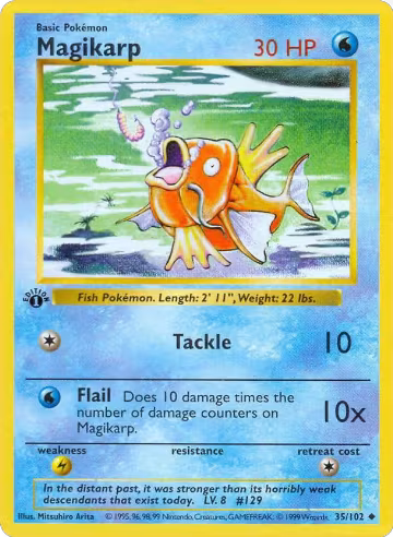 Magikarp (035/102), Base Set (Shadowless) — Pokémon card price