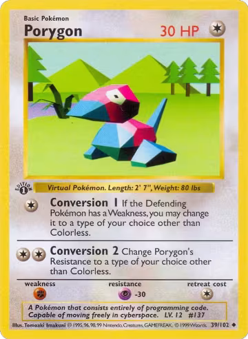 Porygon (039/102), Base Set (Shadowless) — Pokémon card price