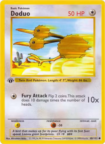 Doduo (048/102), Base Set (Shadowless) — Pokémon card price