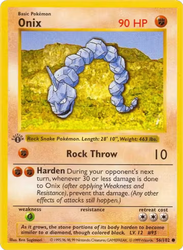 Onix (056/102), Base Set (Shadowless) — Pokémon card price
