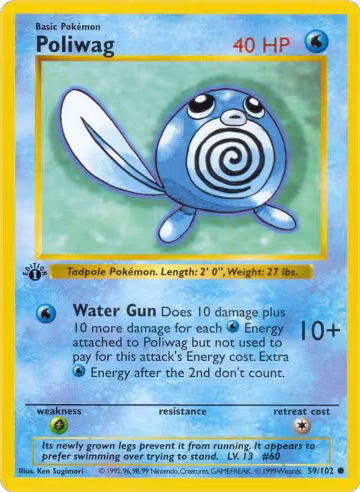 Poliwag (059/102), Base Set (Shadowless) — Pokémon card price