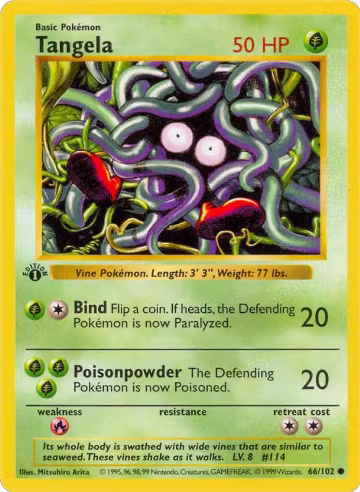 Tangela (066/102), Base Set (Shadowless) — Pokémon card price