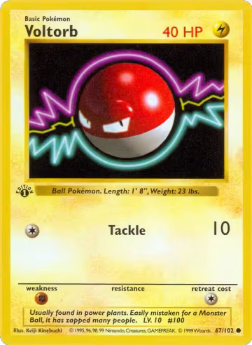 Voltorb (067/102), Base Set (Shadowless) — Pokémon card price
