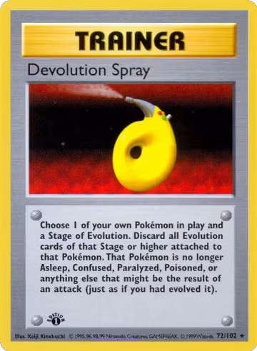 Devolution Spray (072/102), Base Set (Shadowless) — Pokémon card price