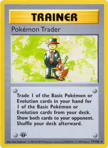 Pokemon Trader (077/102), Base Set (Shadowless) — Pokémon card price