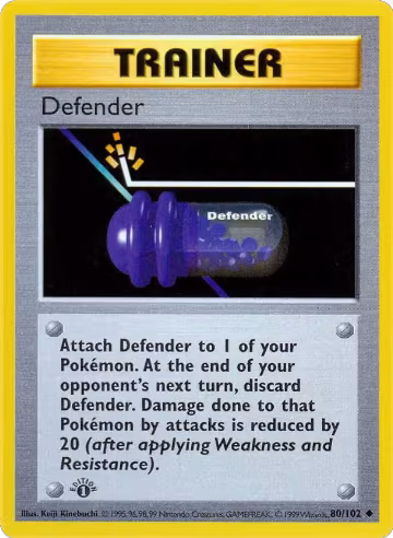 Defender (080/102), Base Set (Shadowless) — Pokémon card price