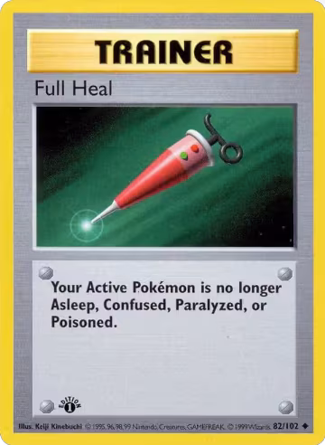 Full Heal (082/102), Base Set (Shadowless) — Pokémon card price