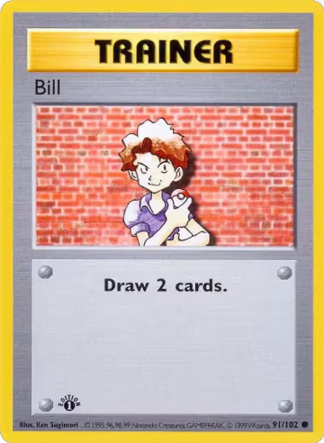 Bill (091/102), Base Set (Shadowless) — Pokémon card price