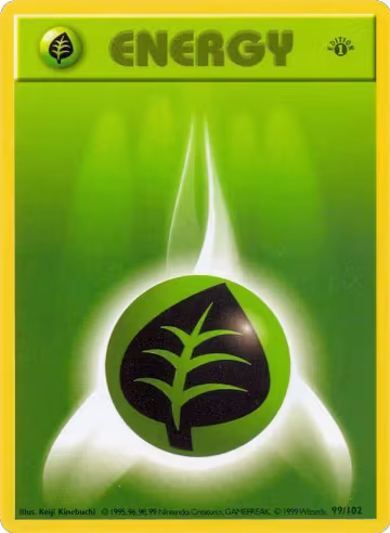 Grass Energy (099/102), Base Set (Shadowless) — Pokémon card price