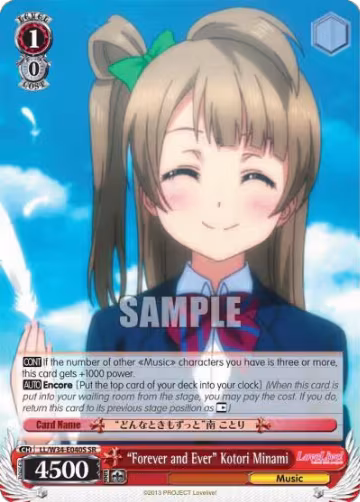 "Forever and Ever" Kotori Minami (SR) (LL/W34-E040S SR), Love Live! Vol. 2 — Weiß Schwarz card price