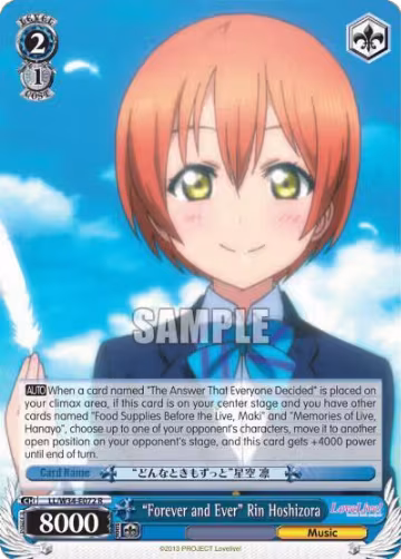 "Forever and Ever" Rin Hoshizora (LL/W34-E072 R), Love Live! Vol. 2 — Weiß Schwarz card price