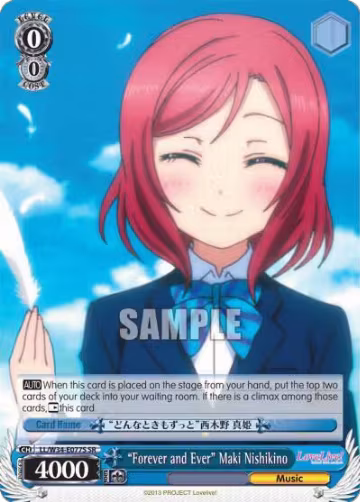 "Forever and Ever" Maki Nishikino (SR) (LL/W34-E077S SR), Love Live! Vol. 2 — Weiß Schwarz card price