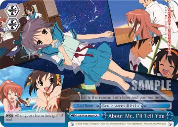 About Me. I'll Tell You (SY/W08-E098 CR), The Melancholy of Haruhi Suzumiya — Weiß Schwarz card price