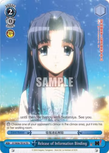Release of Information Binding (TD) (SY/W08-TE16 TD), The Melancholy of Haruhi Suzumiya — Weiß Schwarz card price