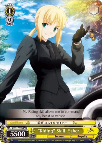 "Riding" Skill, Saber (TD) (FZ/S17-TE04 TD), Fate/Zero — Weiß Schwarz card price