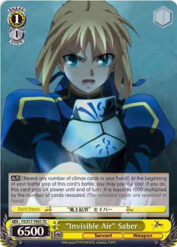 "Invisible Air" Saber (TD) (FZ/S17-TE05 TD), Fate/Zero — Weiß Schwarz card price