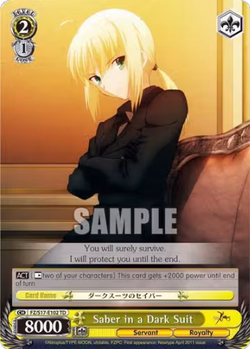 Saber in a Dark Suit (TD) (FZ/S17-E102 TD), Fate/Zero — Weiß Schwarz card price