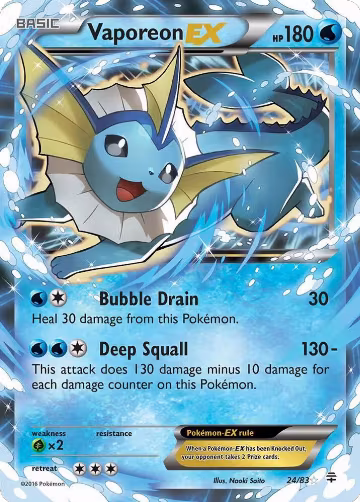 Vaporeon EX (24/83), Generations — Pokémon card price