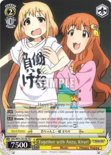 Together with Anzu, Kirari (B) (IMC/W41-TE13b TD), The iDOLM@STER Cinderella Girls — Weiß Schwarz card price