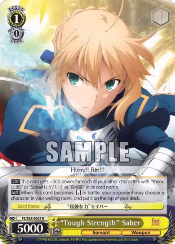 "Tough Strength" Saber (FS/S36-E007 R), Fate/stay night [Unlimited Blade Works] Vol. II — Weiß Schwarz card price