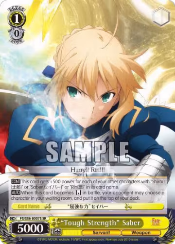 "Tough Strength" Saber (SR) (FS/S36-E007S SR), Fate/stay night [Unlimited Blade Works] Vol. II — Weiß Schwarz card price