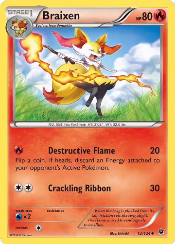 Braixen (12/124), XY - Fates Collide — Pokémon card price