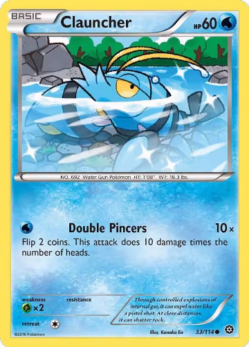 Clauncher (33/114), XY - Steam Siege — Pokémon card price