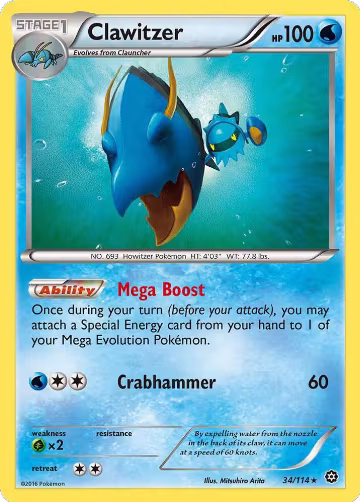 Clawitzer (34/114), XY - Steam Siege — Pokémon card price