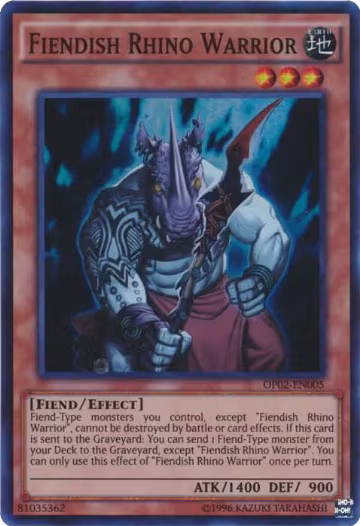 Fiendish Rhino Warrior (OP02-EN005), OTS Tournament Pack 2 — Yu-Gi-Oh! card price