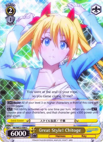 Great Style! Chitoge (Parallel Foil) (NK/WE22-E06) — card price