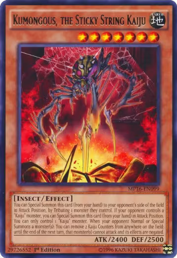 Kumongous, the Sticky String Kaiju (MP16-EN099), 2016 Mega-Tins Mega Pack — Yu-Gi-Oh! card price