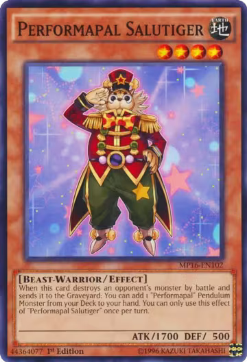 Performapal Salutiger (MP16-EN102), 2016 Mega-Tins Mega Pack — Yu-Gi-Oh! card price