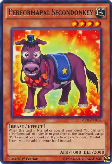Performapal Secondonkey (MP16-EN105), 2016 Mega-Tins Mega Pack — Yu-Gi-Oh! card price