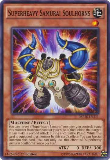 Superheavy Samurai Soulhorns (MP16-EN111), 2016 Mega-Tins Mega Pack — Yu-Gi-Oh! card price